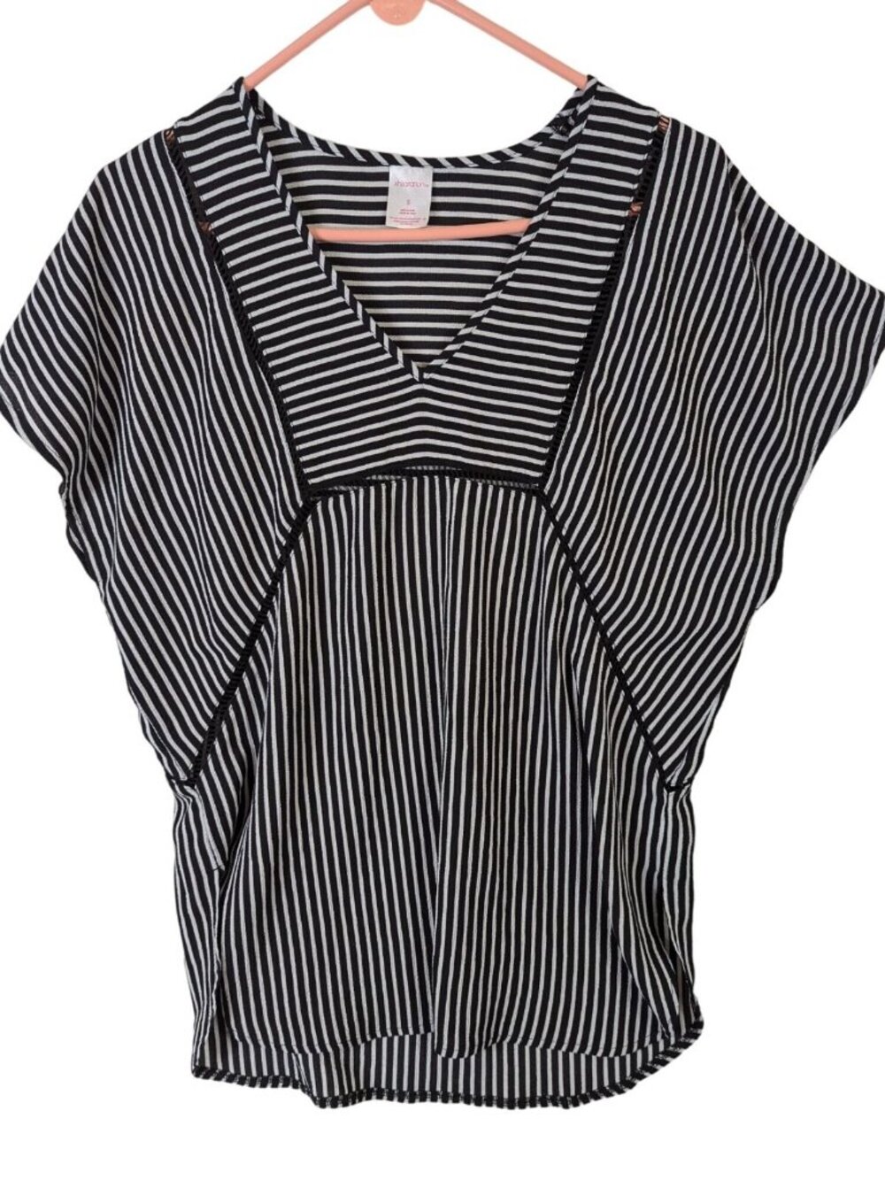 Xhilaration Women Size S Black Striped Tunic Top Pullover Normcore Tropical